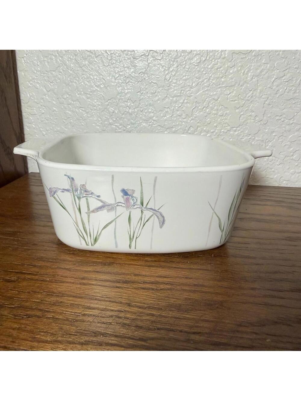 Vintage 80s CorningWare Shadow Iris 1.5L Square Casserole Baking Dish | No Lid